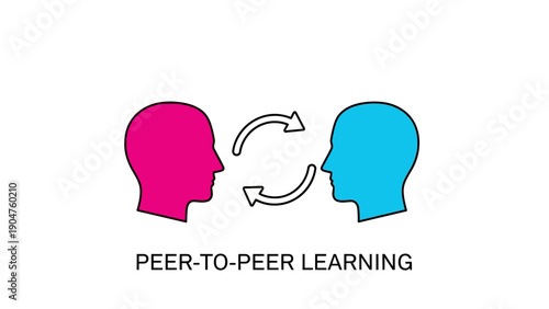 Peer-to-Peer Learning Concept Illustration: Knowledge Exchange and Mentorship Icon.