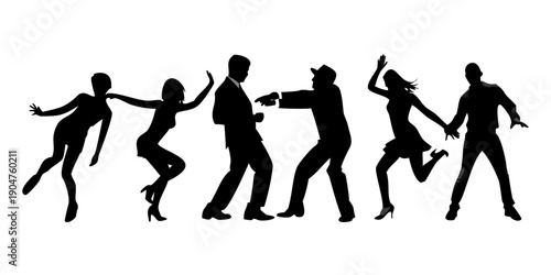 Bild auf Leinwand Silhouettes of people engaged in various forms of exercise and physical activity