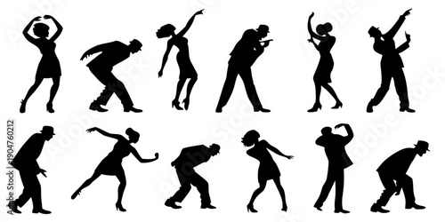 Obraz na plátně Silhouettes of people engaged in various forms of exercise and physical activity