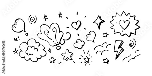 Εκτύπωση καμβά A whimsical illustration of various weather elements and natural phenomena Vecto