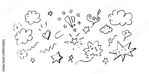Fotografía A delightful collection of whimsical and abstract doodles in black and white