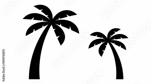 Palm Tree Silhouette Vector – Minimalist Black Twin Palm Trees for Tropical, Beach, Summer, Vacation, Island, and Relaxation‑Themed Design Projects