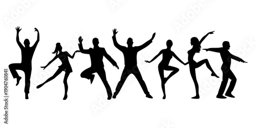 Fotografie Diverse group of dancers performing in a lively and energetic manner Vector