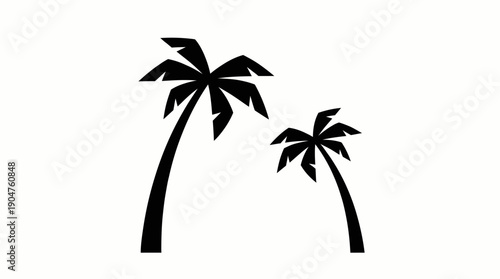 Palm Tree Silhouette Vector – Minimalist Black Twin Palm Trees for Tropical, Beach, Summer, Vacation, Island, and Relaxation‑Themed Design Projects
