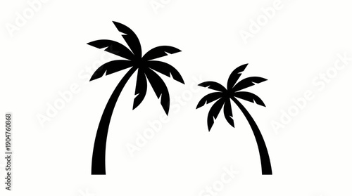 Palm Tree Silhouette Vector – Minimalist Black Twin Palm Trees for Tropical, Beach, Summer, Vacation, Island, and Relaxation‑Themed Design Projects