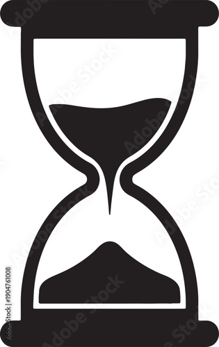 Simple black hourglass icon representing the passage of time, deadline, and measurement.