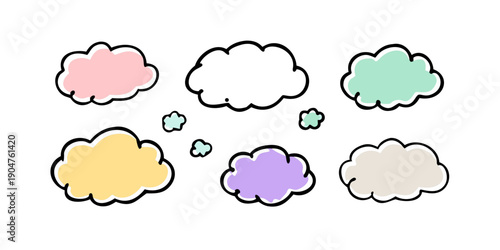 A delightful illustration of various colorful clouds floating in the sky Vector