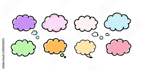 A colorful assortment of speech bubbles with various patterns and shapes Vector