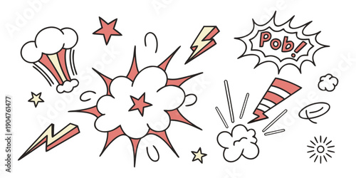 A vibrant and colorful illustration of fireworks exploding in the night sky Vector