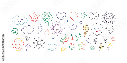 A vibrant collection of diverse symbols and icons representing various concepts and ideas Vector