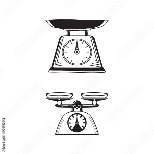  Kitchen Scales icon vector