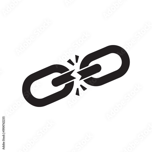 Broken Chain Link Black Vector Icon Freedom Symbol