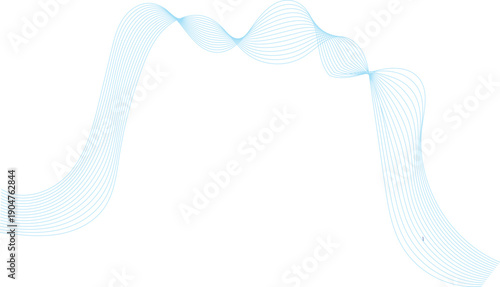 Abstract 3d rendered blue glass illustration with flowing wave lines and digital technology curves on a textured motion background design