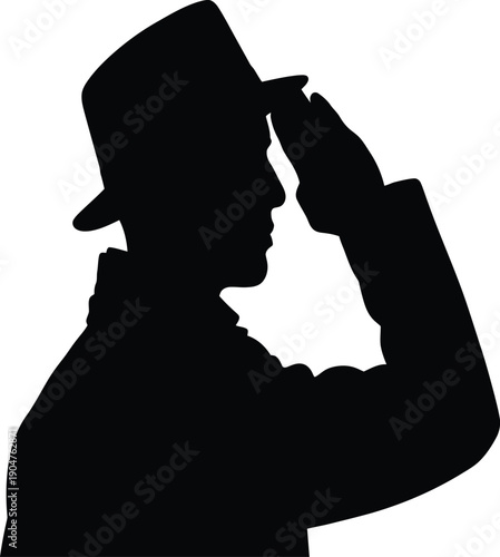 Silhouette of a firefighter saluting