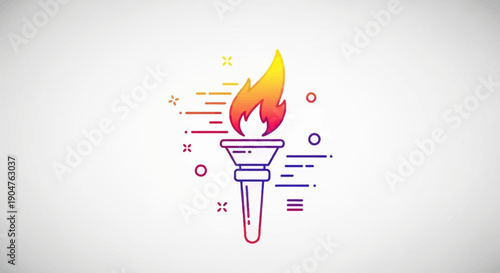 Vibrant Gradient Outline Torch Icon Representing Spirit and Achievement Minimalist Design