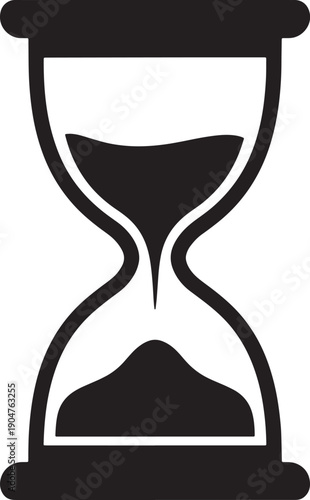 Simple black hourglass icon representing the passage of time, deadline, and measurement.