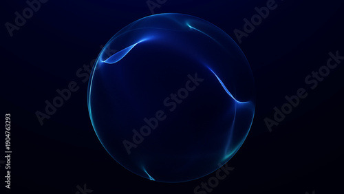 Smooth navy blue plasma orb with soft flowing liquid energy and subtle glow on dark background. Futuristic abstract sphere with elegant depth, calm motion style and modern digital atmosphere.