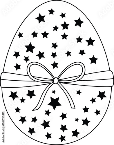 Easter egg with stars and ribbon