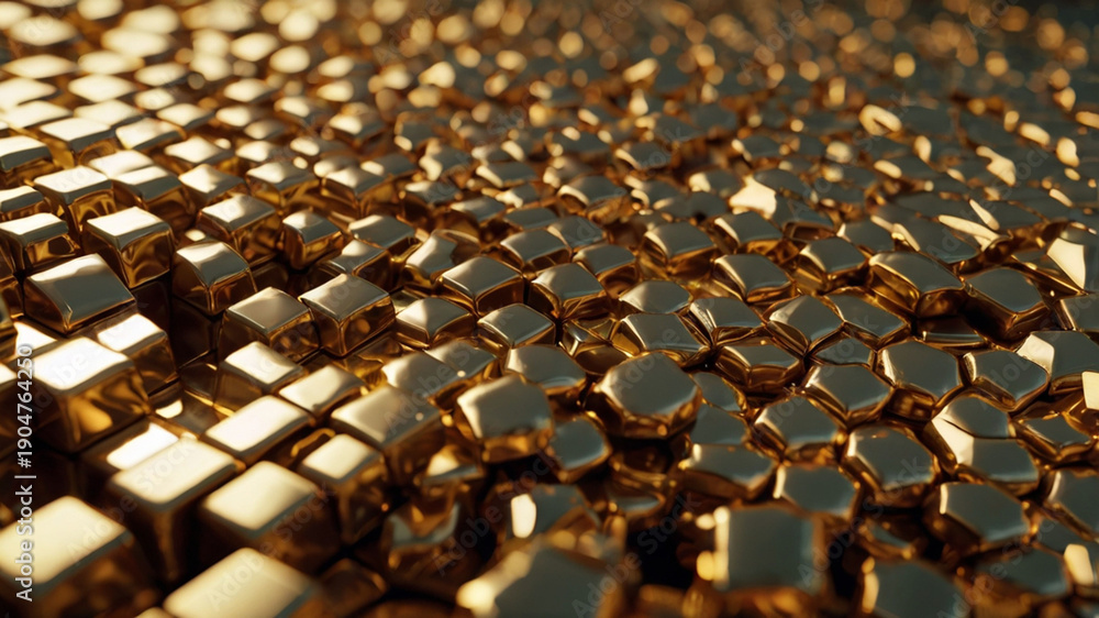 Fototapeta premium Realistic_abstract_geometric_gold_foiled_3d_s_