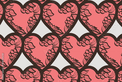 Layered paper-cut floral hearts with soft dimensional depth