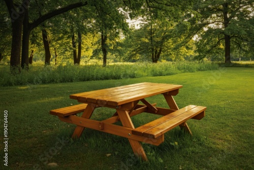 a rustic wooden picnic table