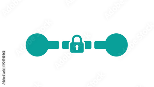 Blockchain Security Lock Icon. Protected Data Connection Symbol and Encrypted Network Path Illustration.