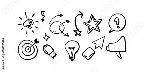 Creative and diverse ideas illustrated with various symbols and icons Vector