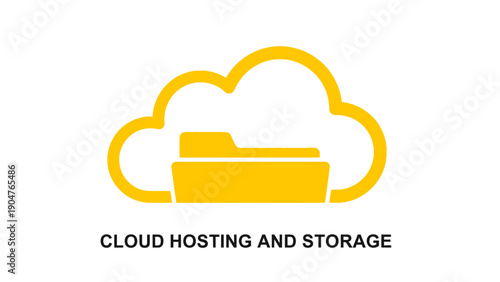 Digital Cloud Data Hosting, Backup, and File Storage Icon. Vector Illustration for Server, Network, or SaaS Applications.