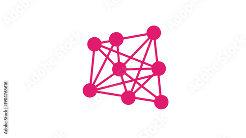 Pink Neural Network Icon. Abstract Data Structure, AI, Connectivity, Mesh, Technology Logo Design Vector Illustration.