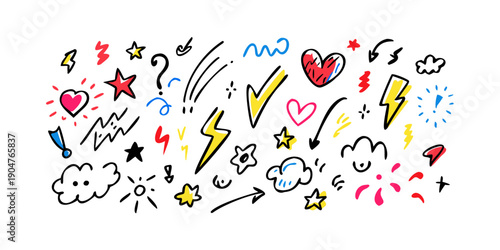 A vibrant collection of diverse symbols and icons representing various emotions and concepts Vector