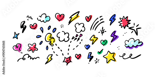 A vibrant and diverse collection of colorful icons and symbols Vector