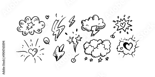 A collection of various weather and nature related symbols and icons Vector