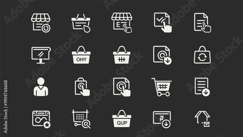 Set of e commerce icons shopping purchases and online transactions
