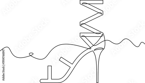 one line art High Heel Lace Up vector illustration. line art, one continuous line, simple, hand drawn and sketch style. for icons, symbols, signs or logos. PNG