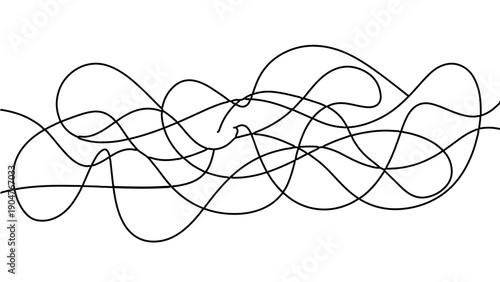 A minimalist vector graphic illustration of tangled lines on a white background