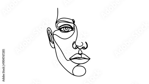 A minimalist line art illustration of a human face in profile