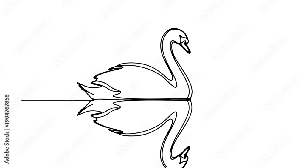 Fototapeta premium A minimalist vector graphic illustration of a swan floating on water