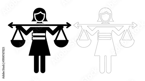 Woman balancing scales of justice, symbolizing fairness and legal decisions