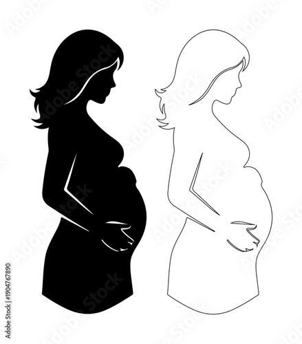 Elegant silhouette of a pregnant woman, showcasing the beauty of motherhood and anticipation