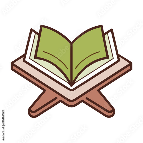 Quran on Wooden Rehal Illustration Icon
