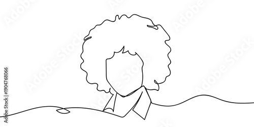 One continuous line drawing of an afro hairstyle. simple linear style Doodle vector illustration Editable stroke.