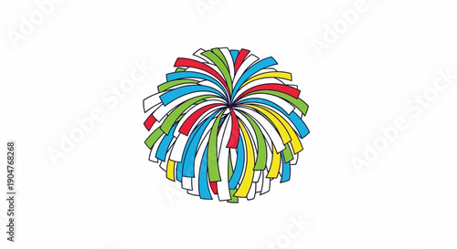 Bright and festive illustration of a colorful pom-pom representing cheer and celebration