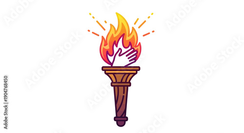 Symbolic Torch with Clasped Hands Representing Unity and Shared Spirit