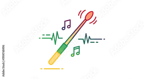 Abstract Colorful Musical Instrument Icon with Dynamic Sound Elements for Creative Projects