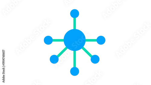 Network Hub and Spoke Diagram Icon. Central Data Connection, Technology Structure, and Distribution Graphic Symbol on White.