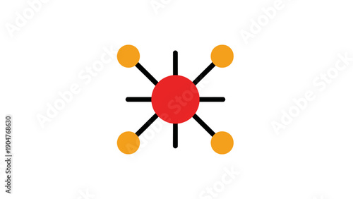 Connection Network Icon. Centralized Hub and Spoke Model Graphic. Data Structure, Atom, or Distributed System Diagram Vector.