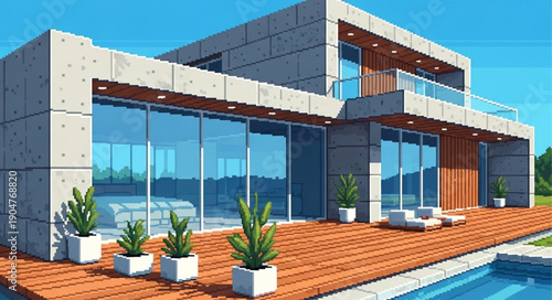 Modern Luxury Residence With Swimming Pool And Deck.