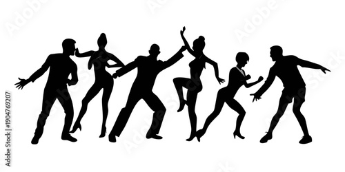 Fotografie Group of people dancing together in a lively manner Vector