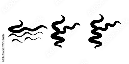 Billede på lærred Three distinct abstract black line art designs on a white background Vector