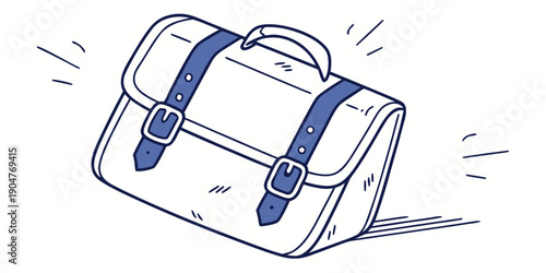 Foto A vintage leather suitcase with blue accents and a sturdy handle